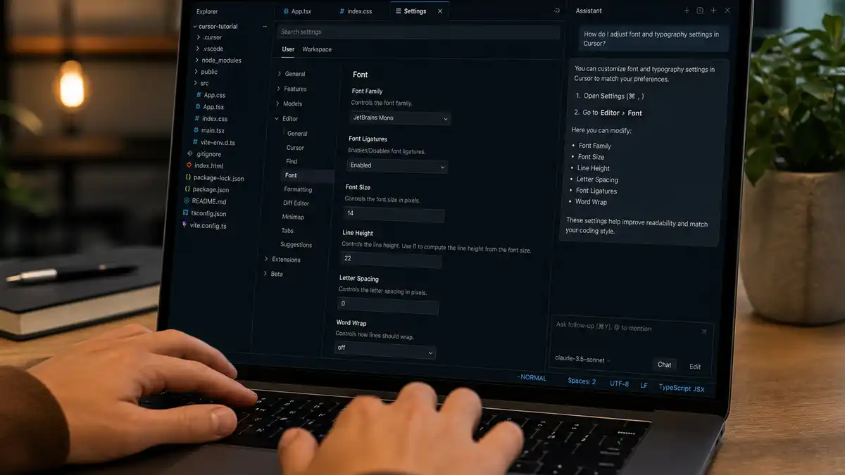 cursor font and typography settings